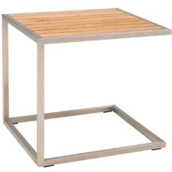 OUTLIV. Pasadena Beistelltisch 45x50x45cm Edelstahl/Teak Teak Natur