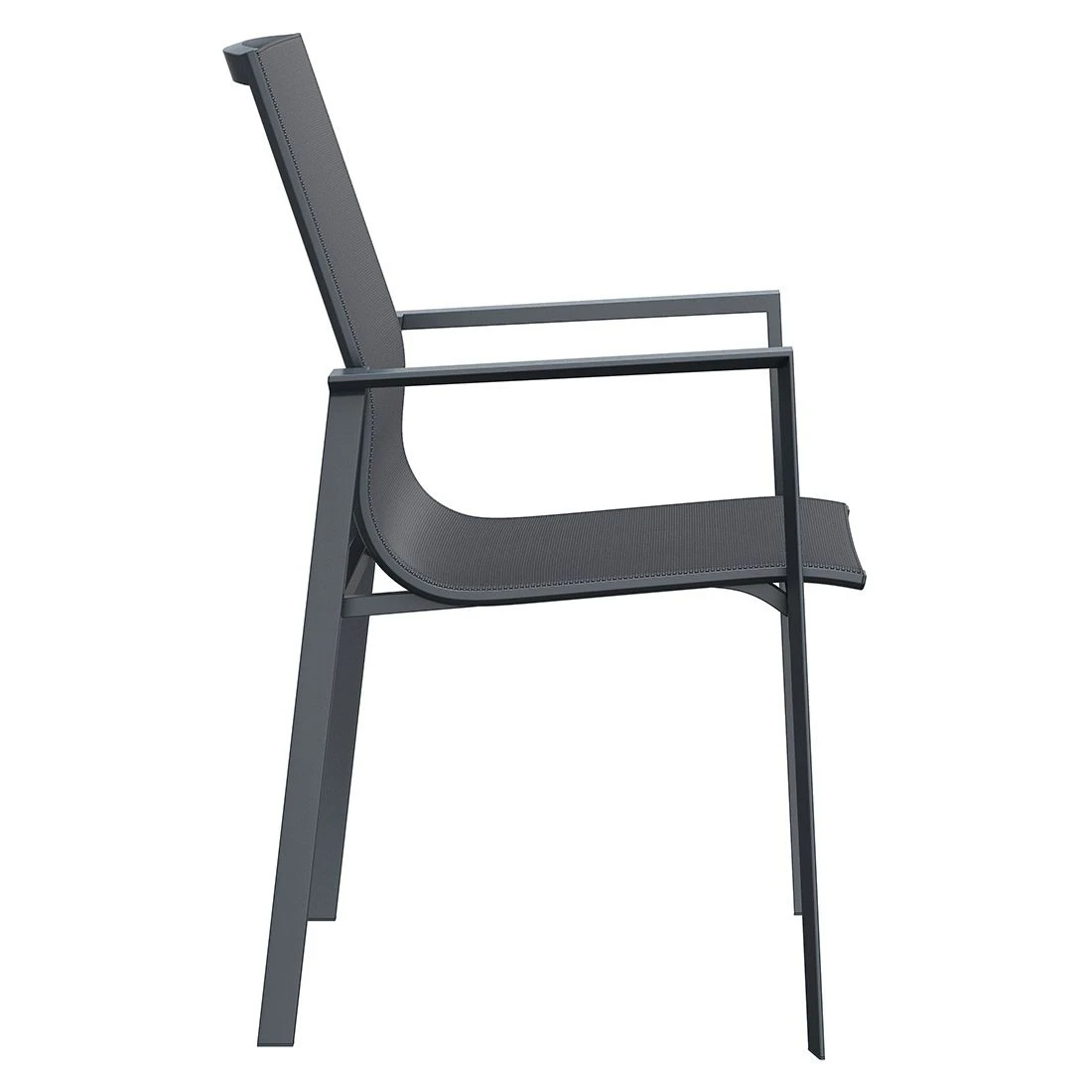 OUTLIV. Atlanta Stapelsessel Aluminium/Textilene Anthrazit/Schwarz-Grau