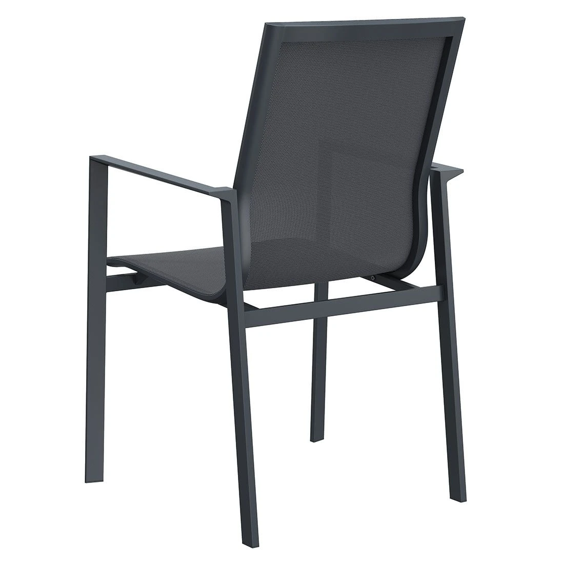 OUTLIV. Atlanta Stapelsessel Aluminium/Textilene Anthrazit/Schwarz-Grau