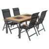 OUTLIV. Alpha Gartenmöbel-Set 5-tlg. Tisch 160x88cm Anthrazit/Schwarz