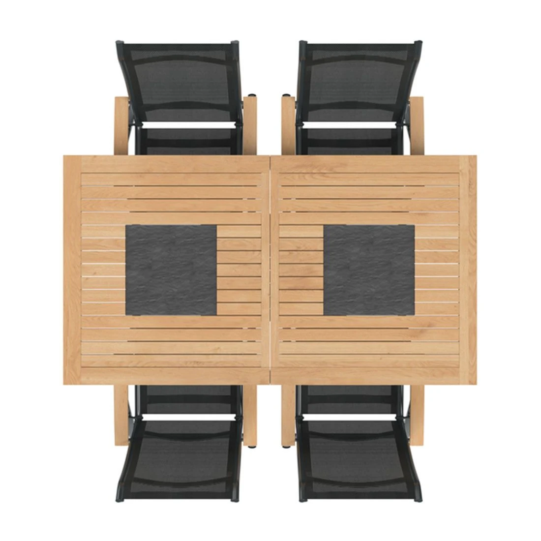 OUTLIV. Alpha Gartenmöbel-Set 5-tlg. Ausziehtisch 180/240x100cm Anthrazit/Schwarz