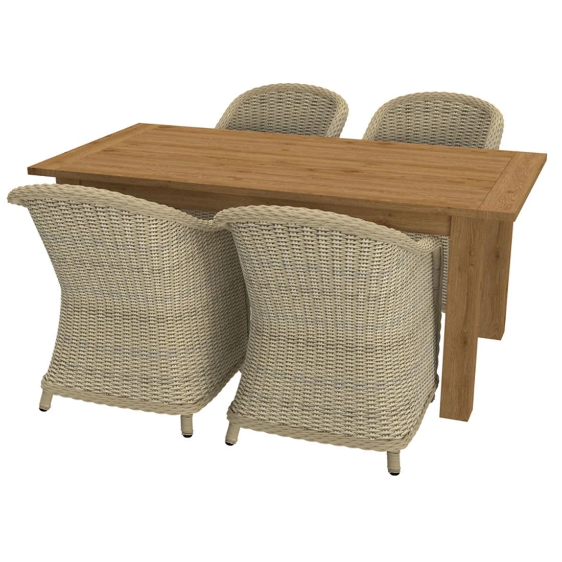 OUTLIV. Coventry Gartenmöbelset 5-teilig Diningsessel mit Oxford Tisch 180x90 cm Mixed White/Stone Grey