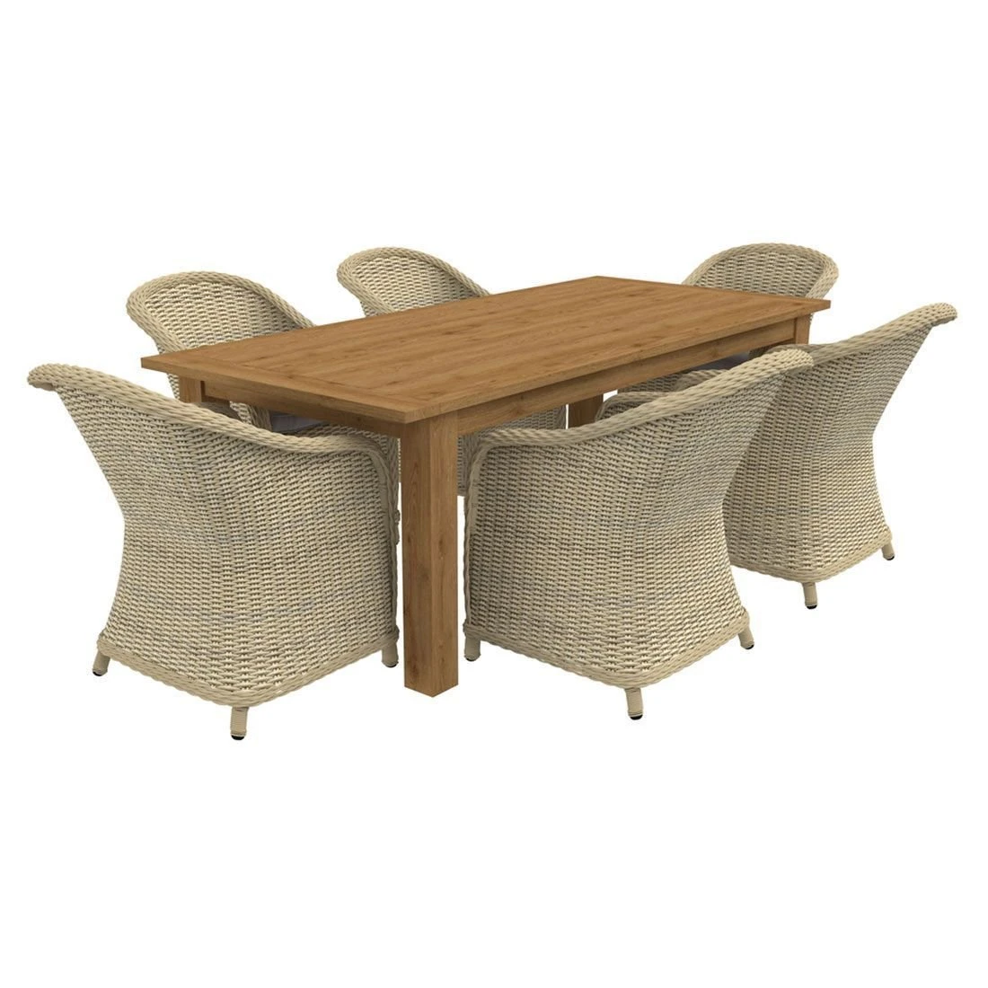 OUTLIV. Coventry Gartenmöbelset 7-teilig Diningsessel mit Oxford Tisch 220x100 cm Mixed White/Stone Grey