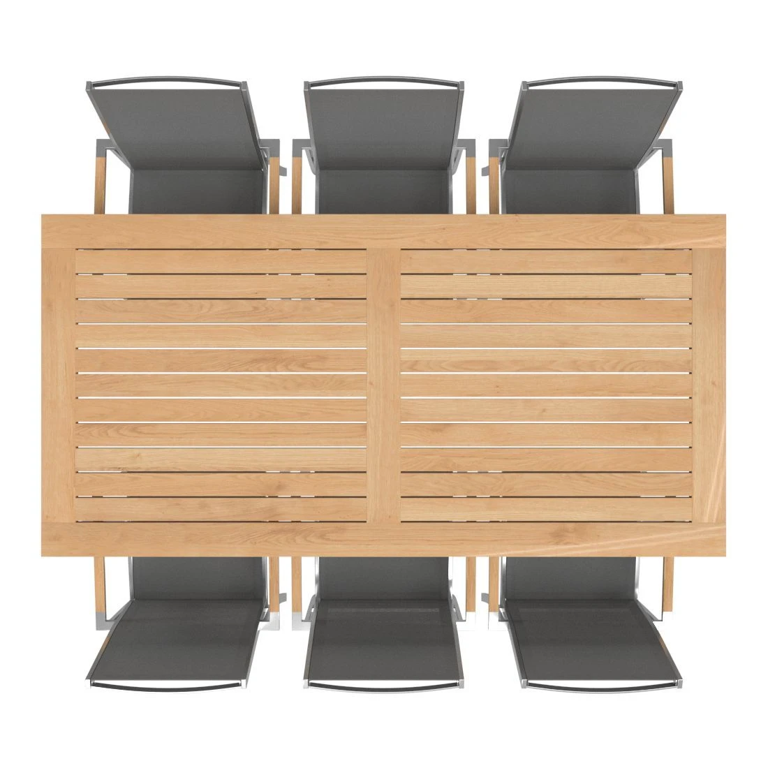 OUTLIV. Oviedo Gartenmöbelset 8-teilig Stapelsessel mit OUTLIV. Tisch 200x100 cm Edelstahl/Schwarz-Silber