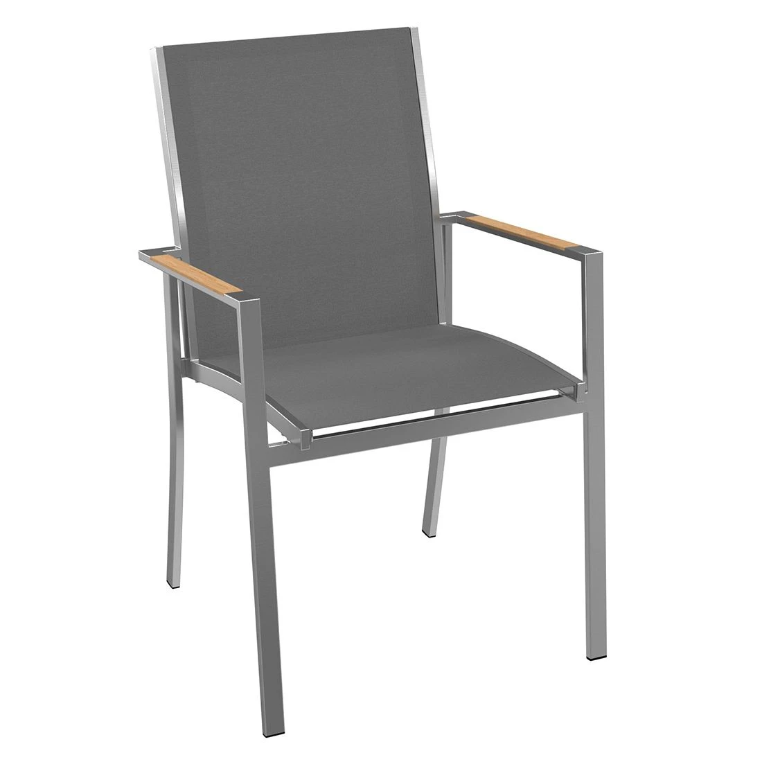 OUTLIV. Oviedo Gartenmöbelset 8-teilig Stapelsessel mit OUTLIV. Tisch 200x100 cm Edelstahl/Schwarz-Silber