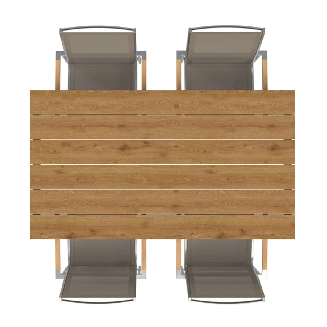 OUTLIV. Oviedo Gartenmöbelset 5-teilig Stapelsessel mit Rimini Tisch 160x90 cm Edelstahl/Taupe