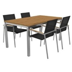 OUTLIV. Rimini Gartenmöbelset 5-tlg. Tisch 160x90cm Edelstahl/Schwarz