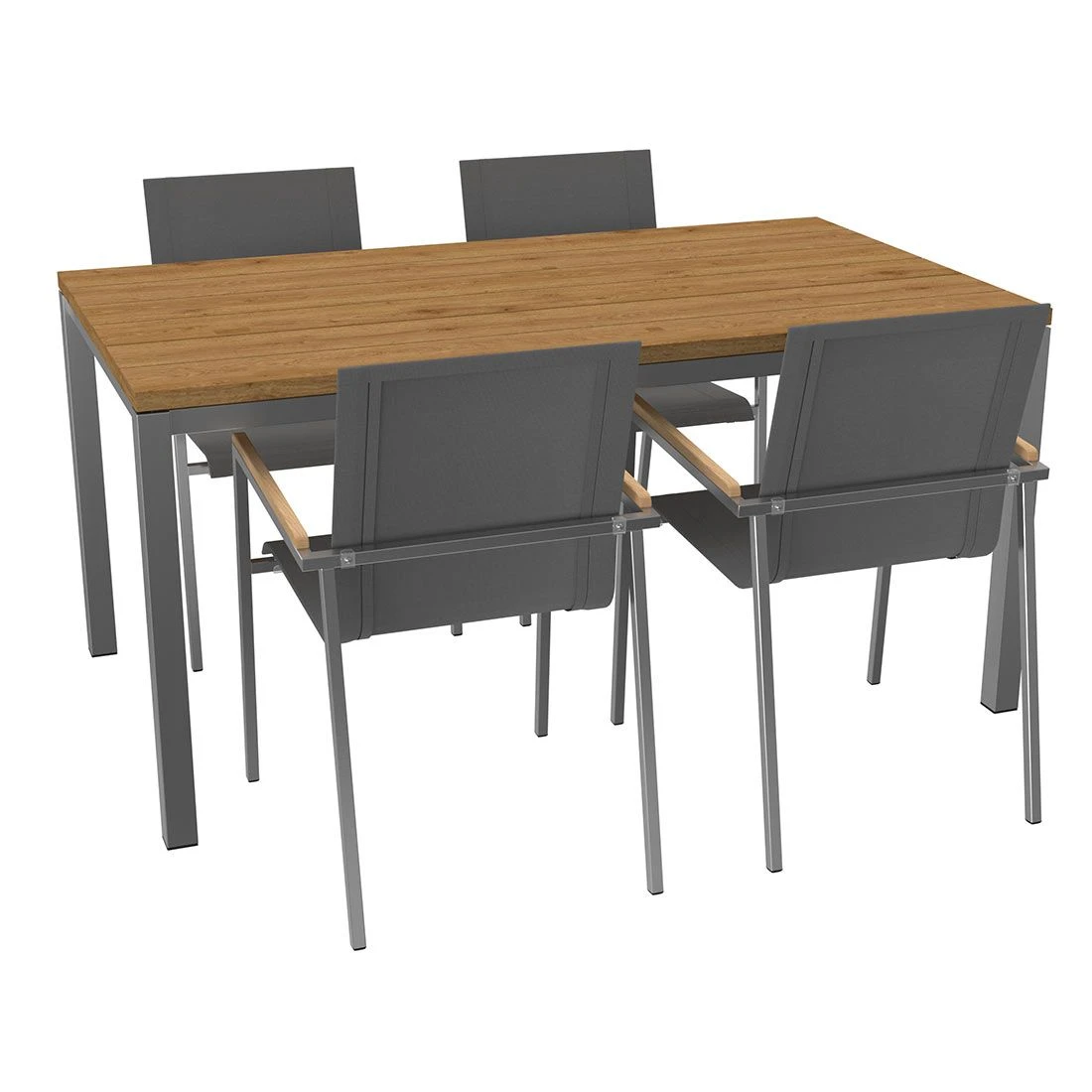 OUTLIV. Rimini Gartenmöbelset 5-tlg. Tisch 160x90cm Edelstahl/Silber-Schwarz