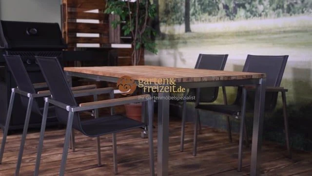 OUTLIV. Rimini Gartenmöbelset 5-tlg. Tisch 160x90cm Edelstahl/Silber-Schwarz