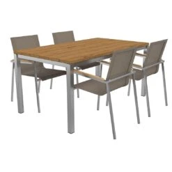 OUTLIV. Rimini Gartenmöbelset 5-tlg. Tisch 160x90cm Edelstahl/Taupe