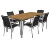 OUTLIV. Oviedo Gartenmöbelset 7-teilig Stapelsessel Mit Rimini Tisch 200x100 Cm Edelstahl/Schwarz