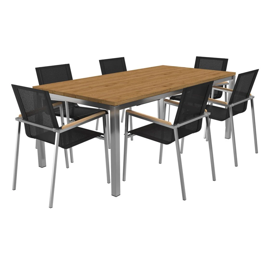 OUTLIV. Rimini Gartenmöbelset 7-tlg. Tisch 200x100 cm Edelstahl/Schwarz