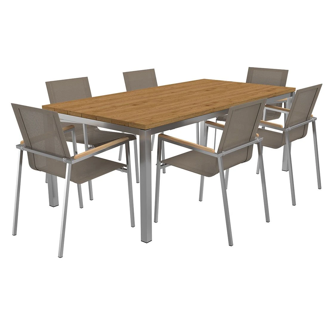 OUTLIV. Rimini Gartenmöbelset 7-tlg. Tisch 200x100cm Edelstahl/Taupe