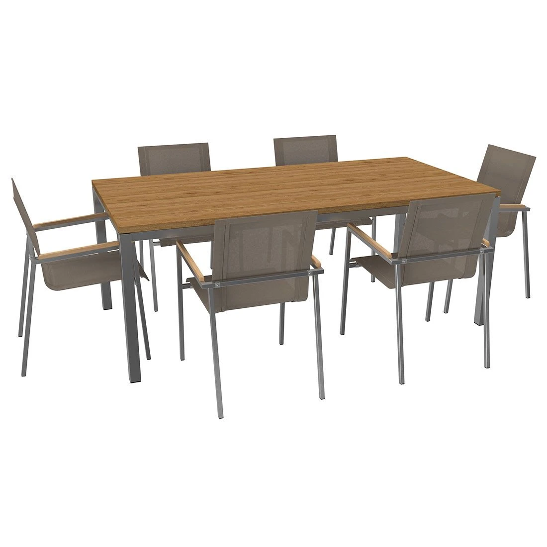 OUTLIV. Rimini Gartenmöbelset 7-tlg. Tisch 200x100cm Edelstahl/Taupe