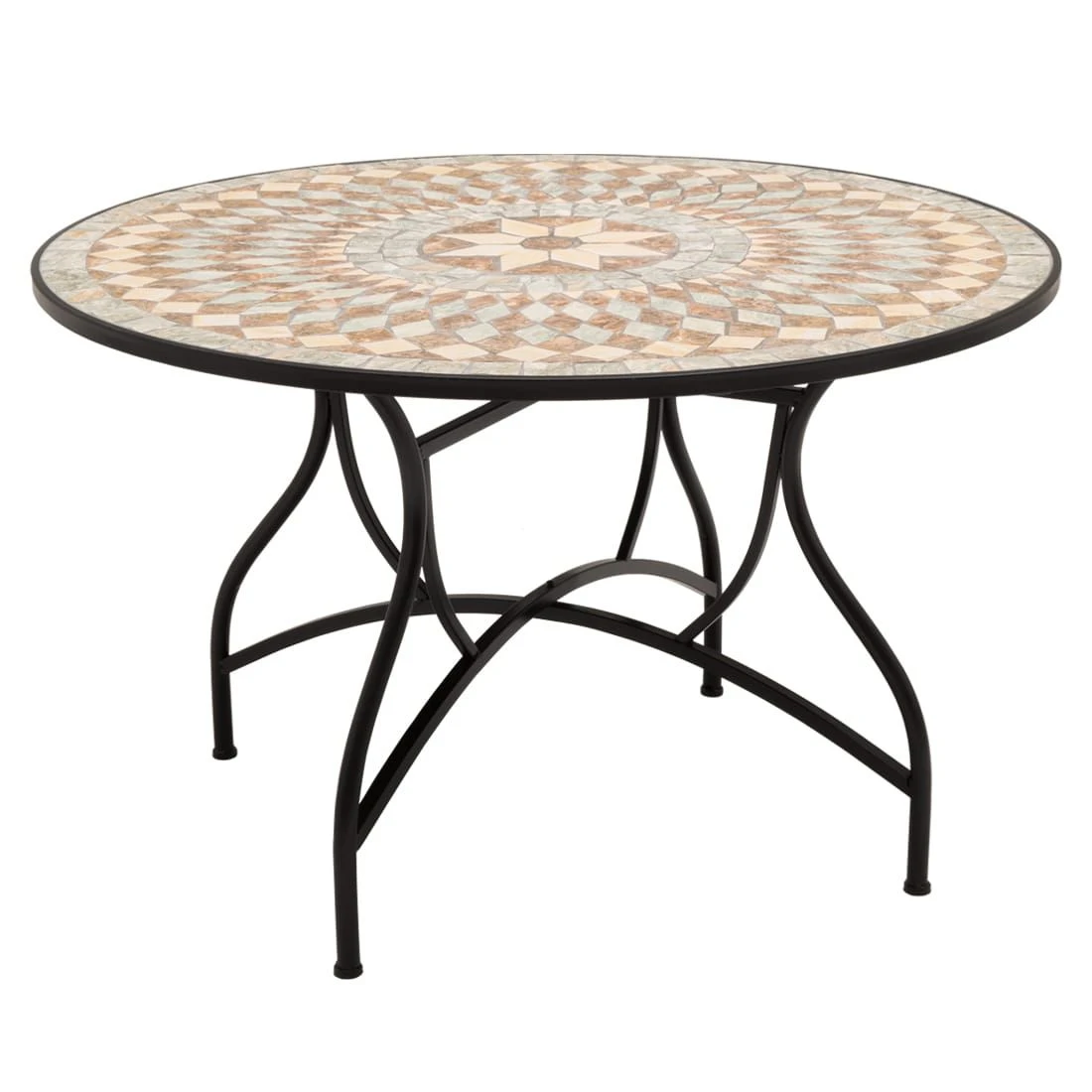 OUTLIV. Mosaik Gartentisch Ø120cm Eisen/Mosaik Schwarz/Mosaik