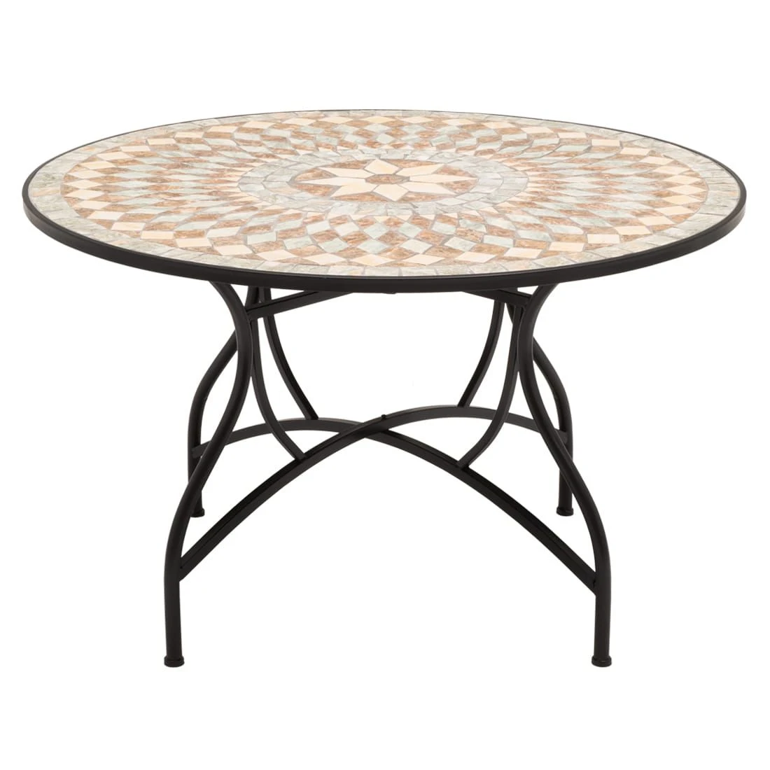 OUTLIV. Mosaik Gartentisch Ø120cm Eisen/Mosaik Schwarz/Mosaik