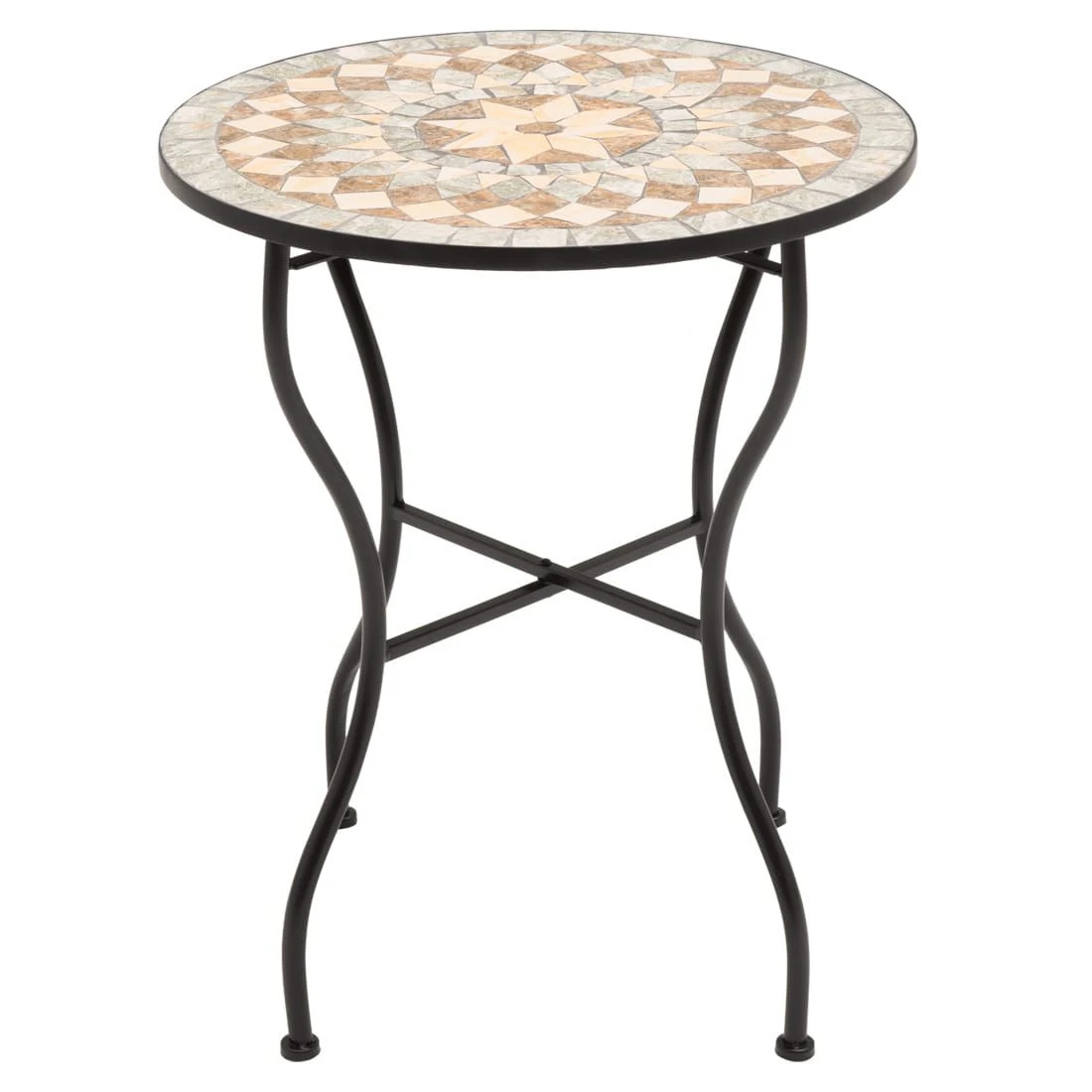 OUTLIV. Mosaik Gartentisch Ø60cm Eisen/Mosaik Schwarz/Mosaik