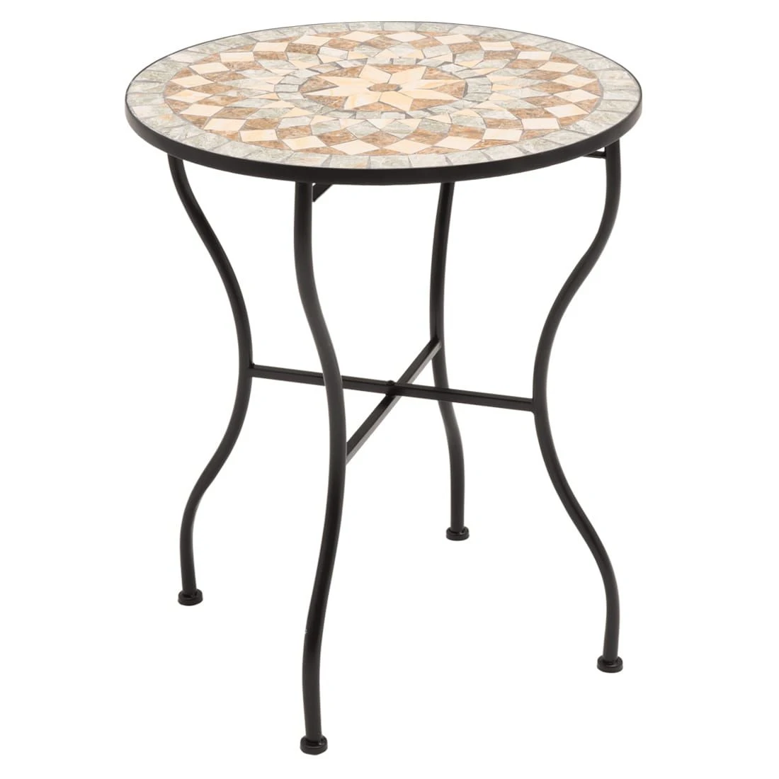 OUTLIV. Mosaik Gartentisch Ø60cm Eisen/Mosaik Schwarz/Mosaik