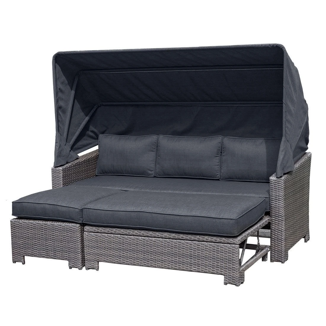 OUTLIV. Spain Loungeinsel mit Dach 3tlg. Aluminium/Olefin Braun/Grau