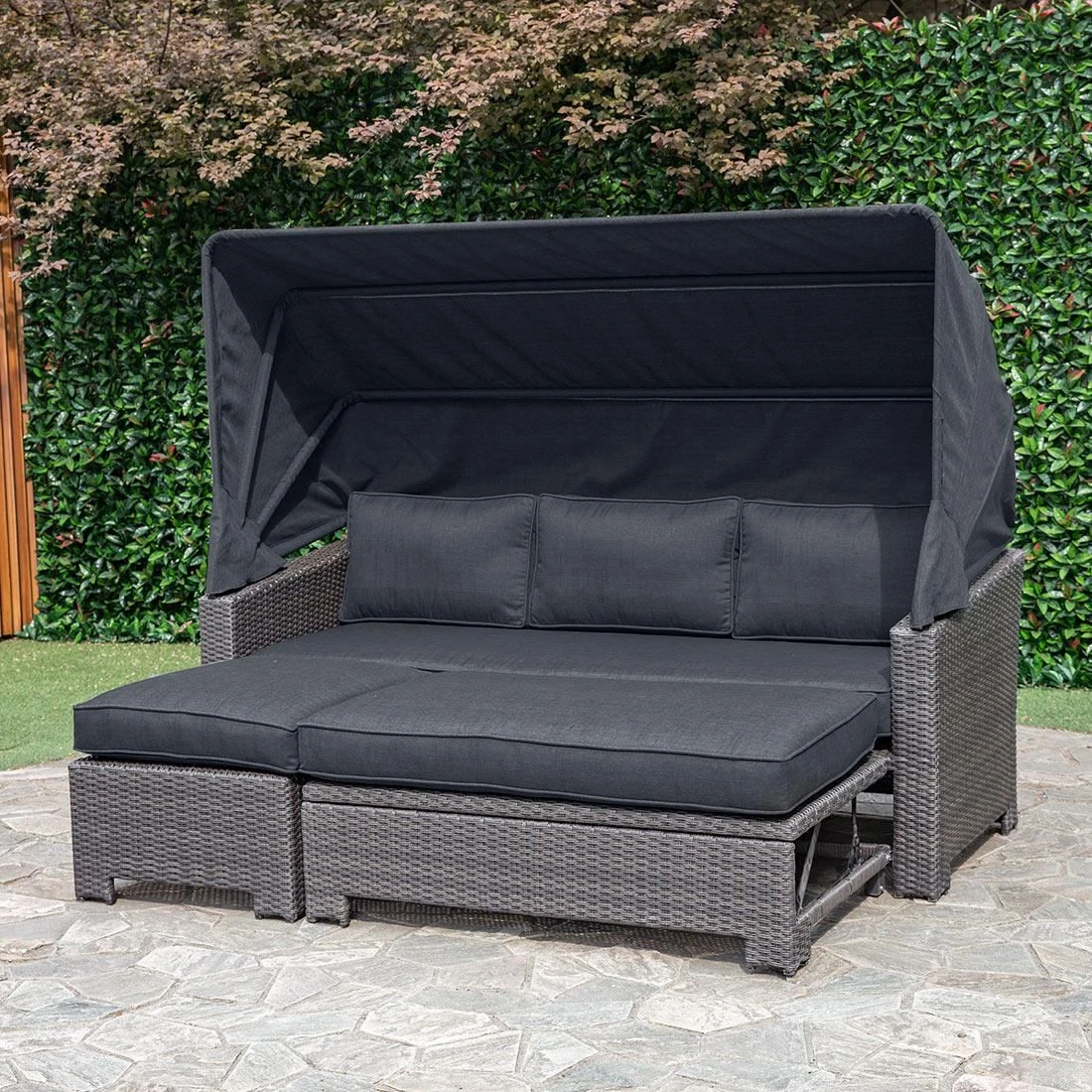 OUTLIV. Spain Loungeinsel mit Dach 3tlg. Aluminium/Olefin Braun/Grau