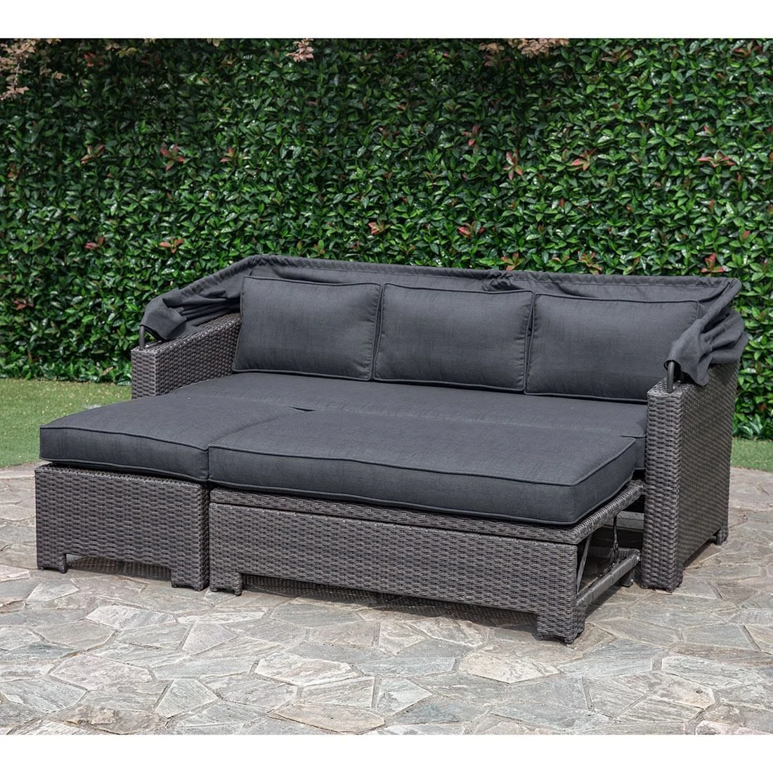 OUTLIV. Spain Loungeinsel mit Dach 3tlg. Aluminium/Olefin Braun/Grau