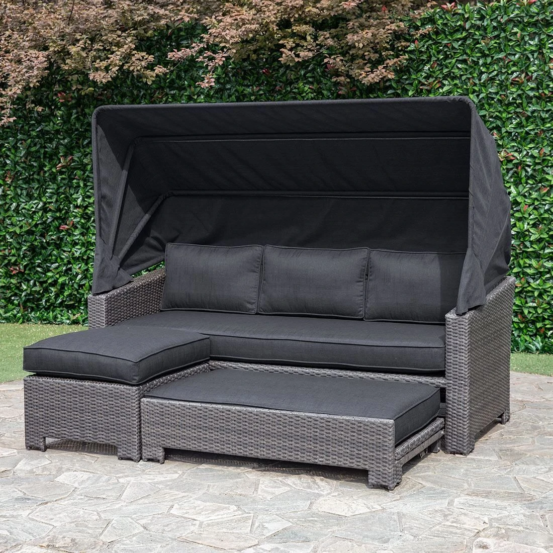 OUTLIV. Spain Loungeinsel mit Dach 3tlg. Aluminium/Olefin Braun/Grau