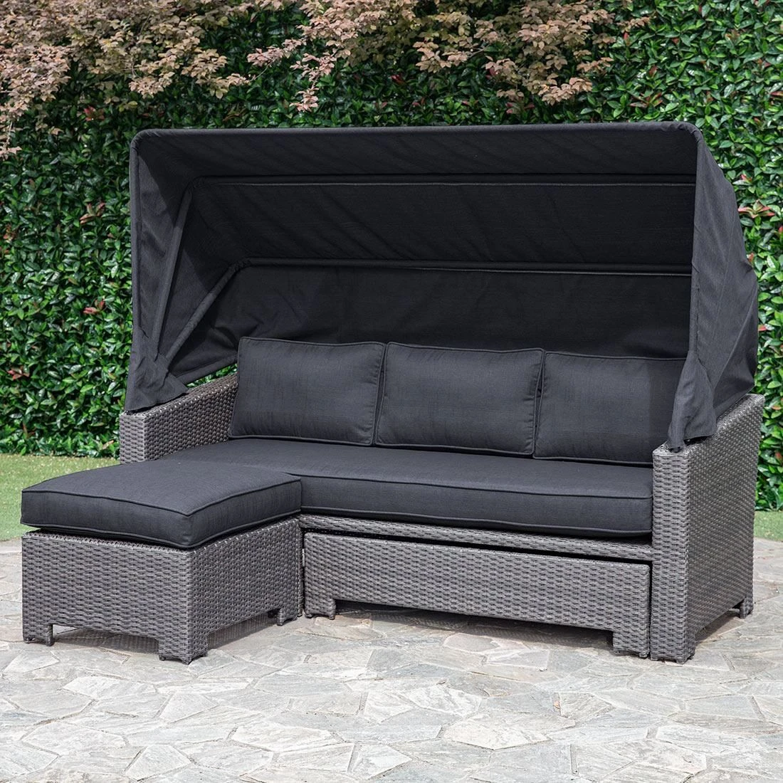 OUTLIV. Spain Loungeinsel mit Dach 3tlg. Aluminium/Olefin Braun/Grau