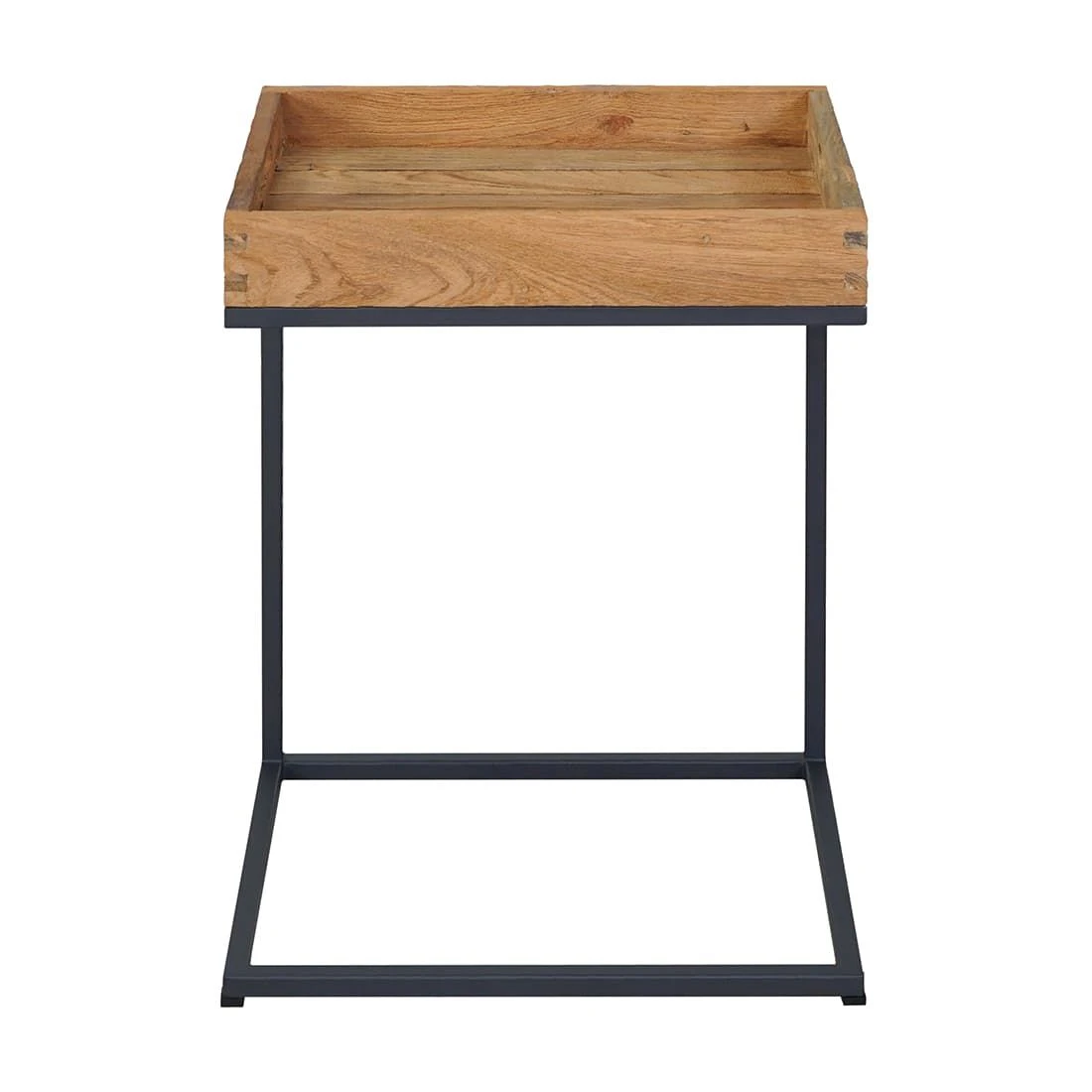 OUTLIV. Tray Beistelltisch 46x30cm Stahl/Teak Recycelt Schwarz/Teak