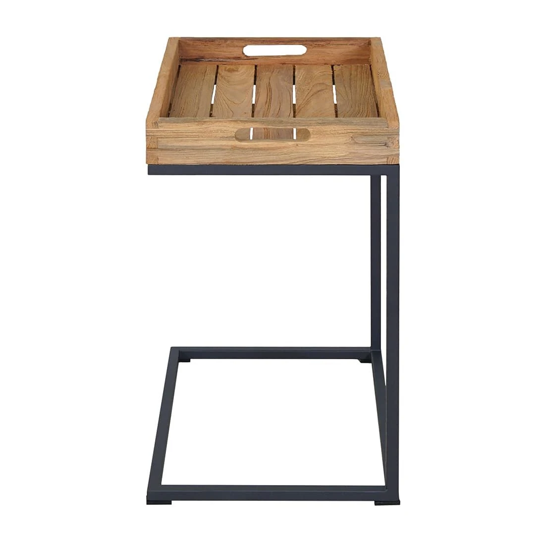OUTLIV. Tray Beistelltisch 46x30cm Stahl/Teak Recycelt Schwarz/Teak