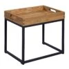 OUTLIV. Tray Beistelltisch 40x30cm Stahl/Teak Recycelt Schwarz/Teak