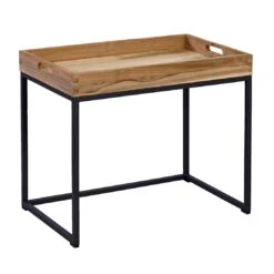 OUTLIV. Tray Beistelltisch 53x35cm Stahl/Teak Recycelt Schwarz/Teak