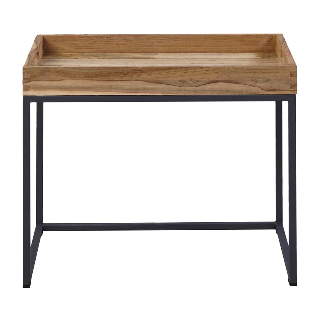 OUTLIV. Tray Beistelltisch 53x35cm Stahl/Teak Recycelt Schwarz/Teak