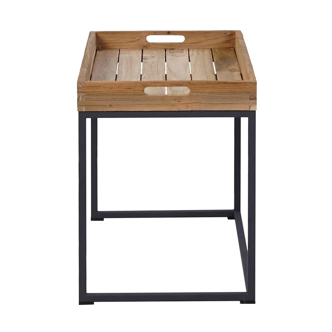 OUTLIV. Tray Beistelltisch 53x35cm Stahl/Teak Recycelt Schwarz/Teak