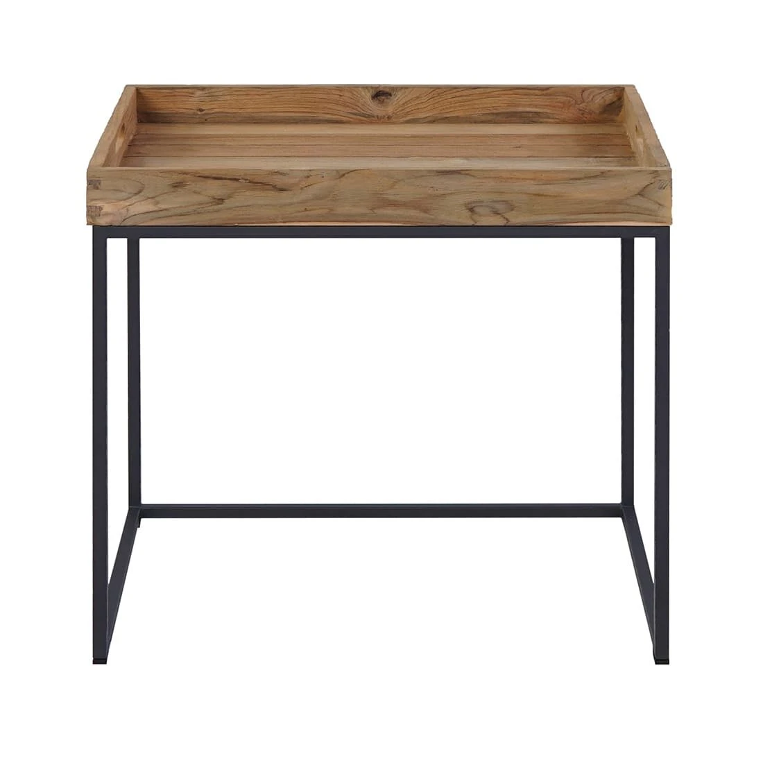 OUTLIV. Tray Beistelltisch 60x40cm Stahl/Teak Recycelt Schwarz/Teak