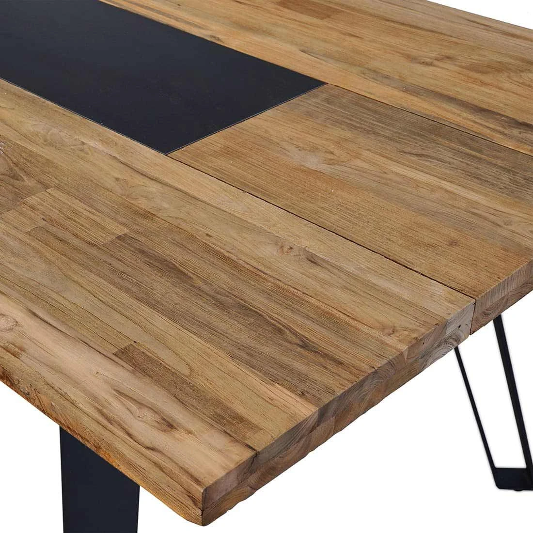 OUTLIV. Alita Gartentisch 200x100cm Stahl/Teak Recycelt Schwarz/Teak