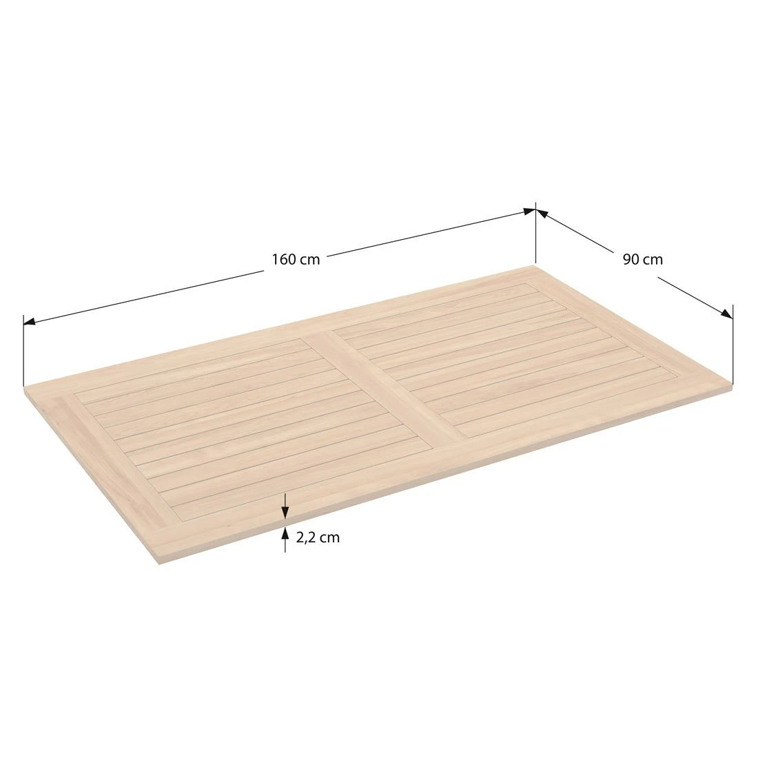 OUTLIV. Gartentisch-Platte 160x90cm Teak Natur