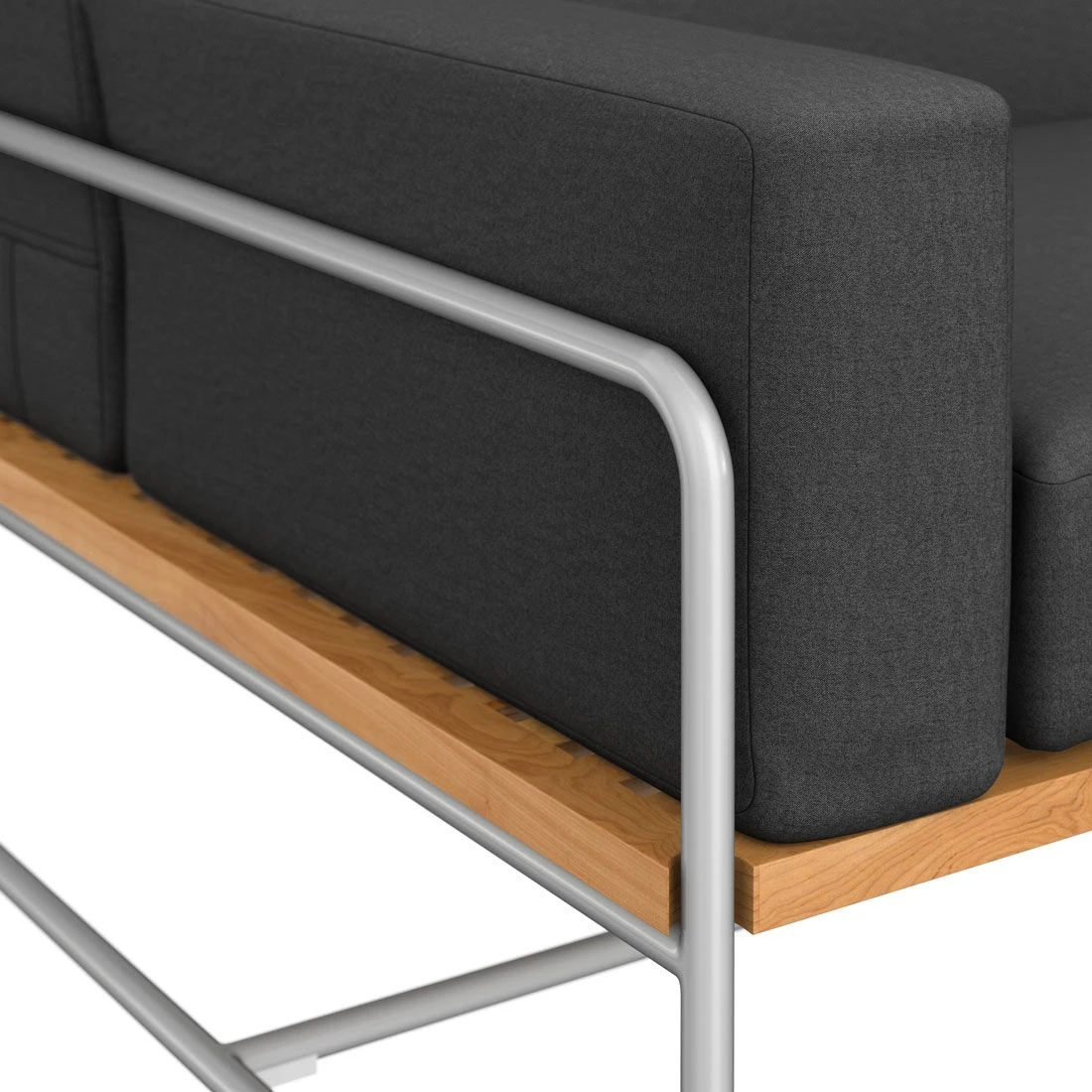 OUTLIV. Largo Ecklounge 5-teilig Stahl/Akazie mit Kissen Silber/Dunkelgrau