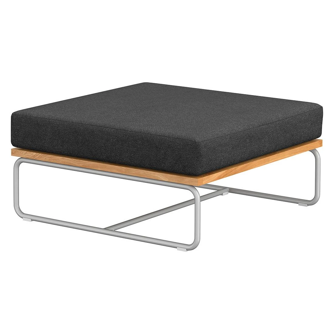 OUTLIV. Largo Ecklounge 5-teilig Stahl/Akazie mit Kissen Silber/Dunkelgrau