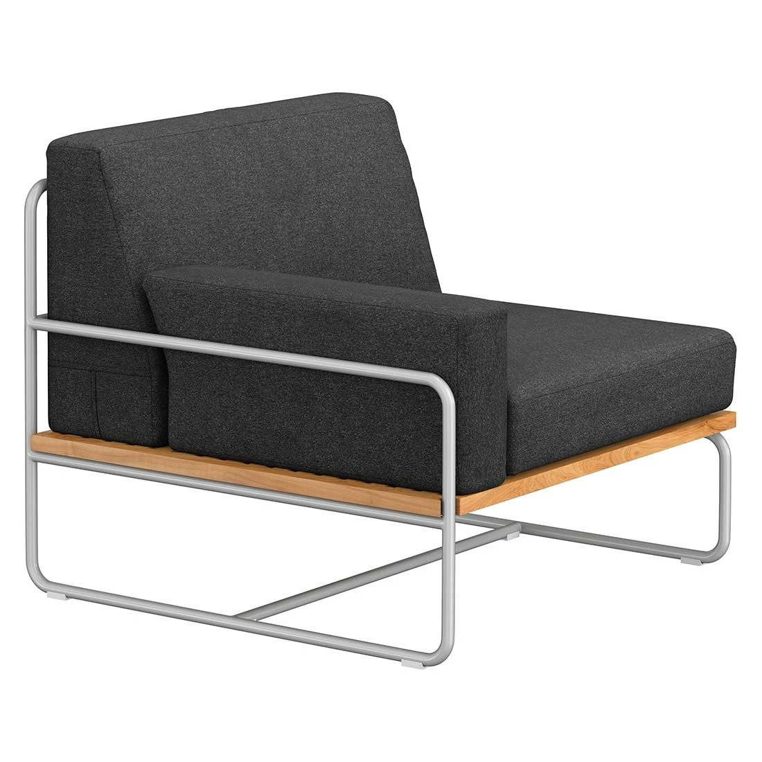 OUTLIV. Largo Ecklounge 5-teilig Stahl/Akazie mit Kissen Silber/Dunkelgrau