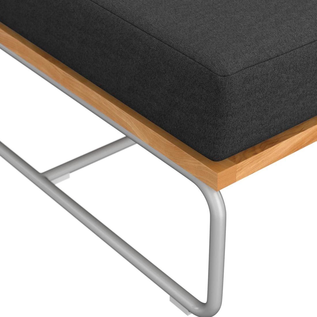 OUTLIV. Largo Ecklounge 5-teilig Stahl/Akazie mit Kissen Silber/Dunkelgrau