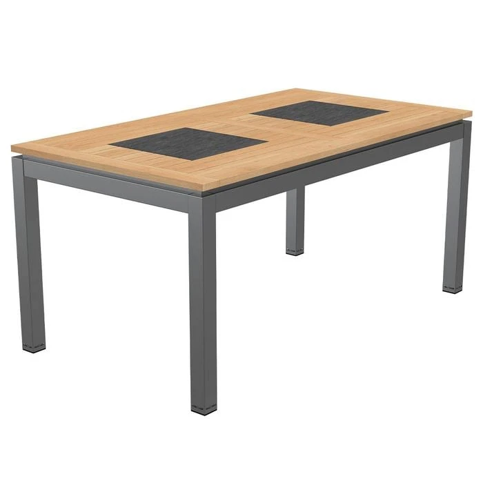 OUTLIV. Davos Gartentisch 160x88 cm Aluminium/Teak Anthrazit