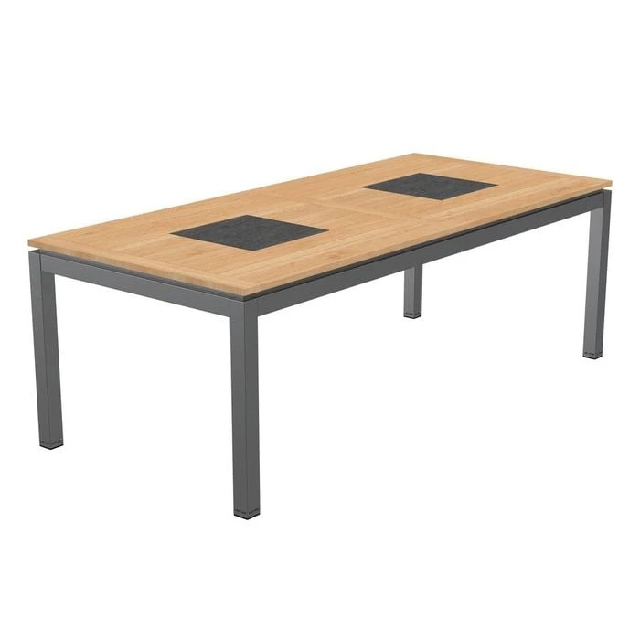OUTLIV. Davos Tisch 220x100cm Aluminium/Teak mit Keramikeinleger Anthrazit