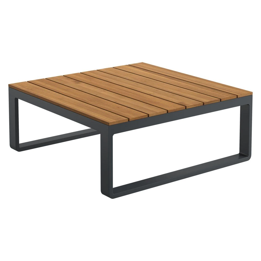 OUTLIV. Albufeira Ecklounge 3-teilig Aluminium/Akazie/Polster Schwarz/Teaklook/Royal Stone Grey