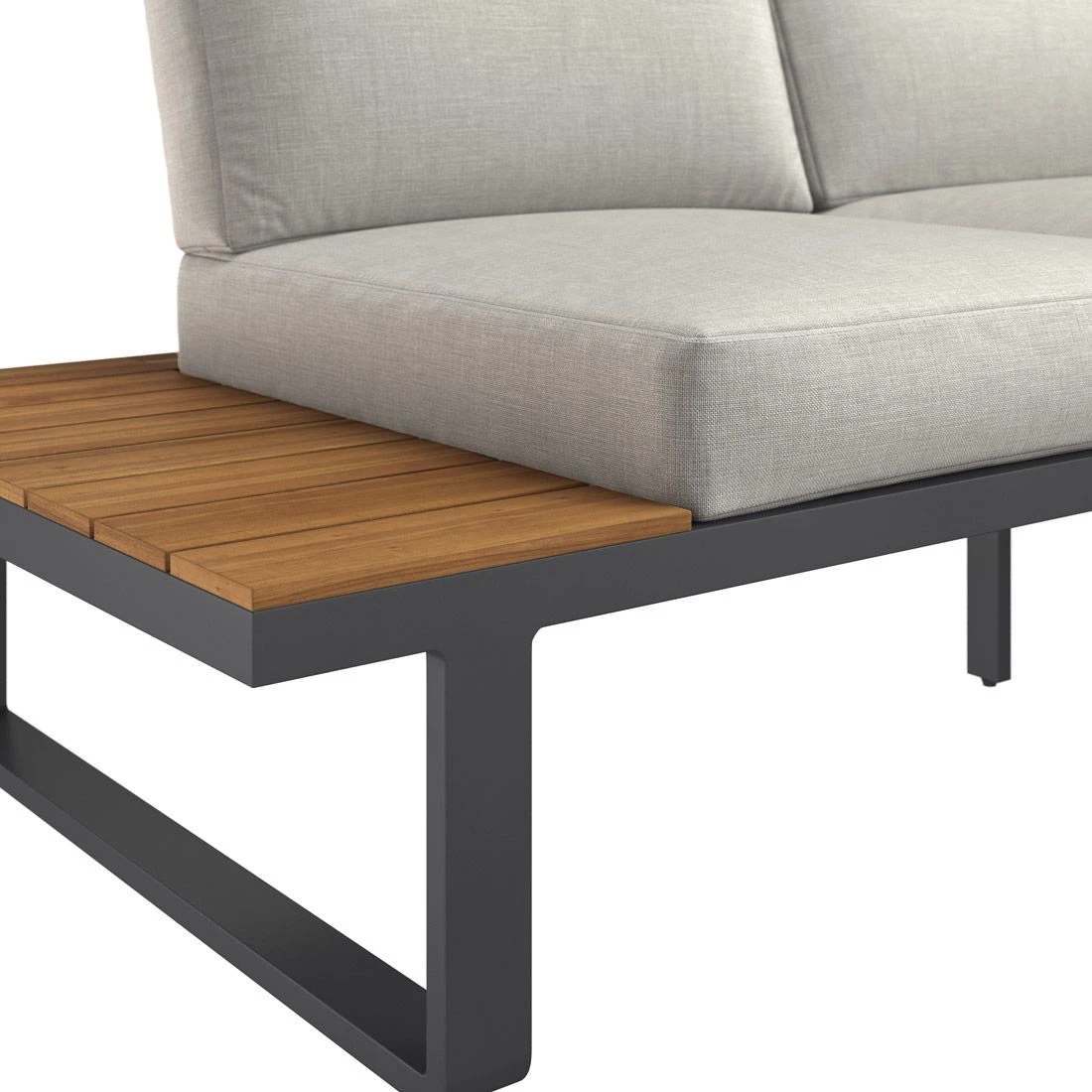 OUTLIV. Albufeira Ecklounge 3-teilig Aluminium/Akazie/Polster Schwarz/Teaklook/Royal Stone Grey