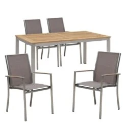OUTLIV. Oviedo Stapelstühle Gartenmöbelset 5-teilig Mit Granada Ausziehtisch Taupe