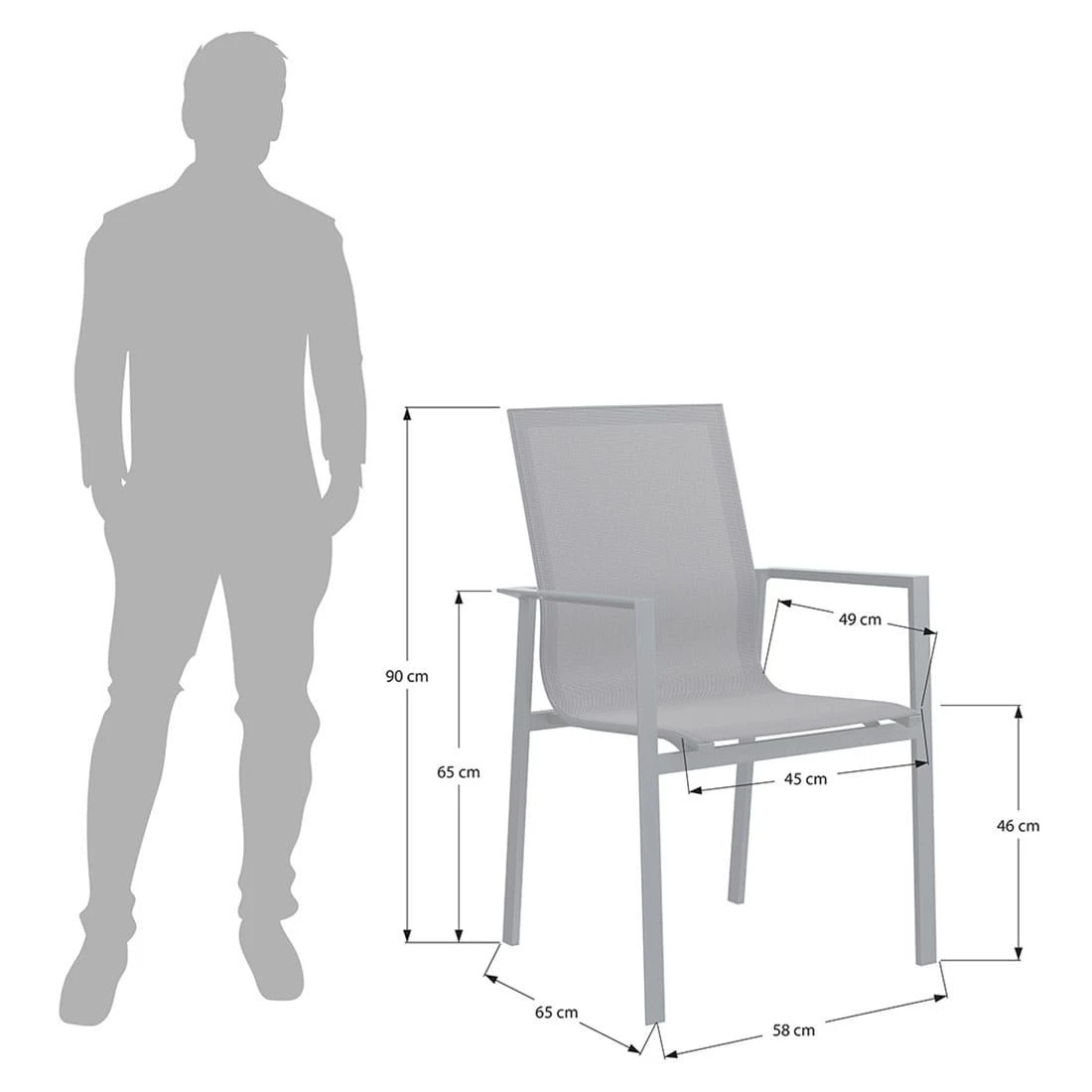 OUTLIV. Atlanta Gartenmöbelset 5-tlg. Tisch 160x90cm Anthrazit/Schwarz-Grau