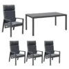 OUTLIV. Barcelona Gartenmöbelset 5-tlg. Tisch 160x90cm Anthrazit/Grau