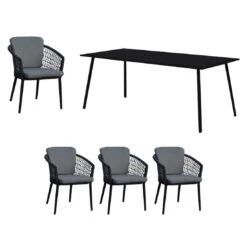 OUTLIV. Bormio Gartenmöbelset 5-tlg. Tisch 190x90cm Schwarz