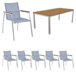 OUTLIV. Tokyo Gartenmöbelset 7-tlg. Tisch 200x100cm Silber/Grau