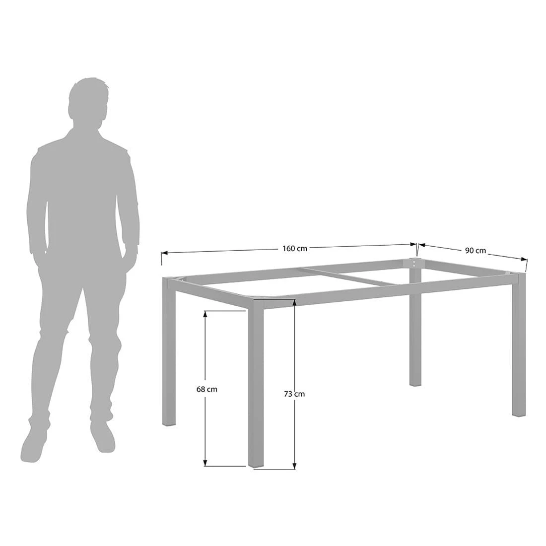 OUTLIV. Fontana Gartenmöbelset 5-tlg. Tisch 160x90cm Anthrazit/Grau